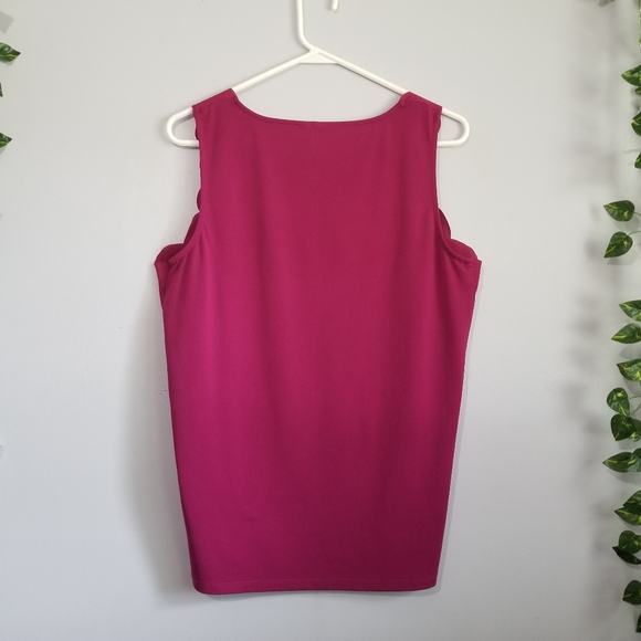 Elle Sleeveless Scalloped Trim Top Womens Pink Med Blouse - Picture 6 of 9